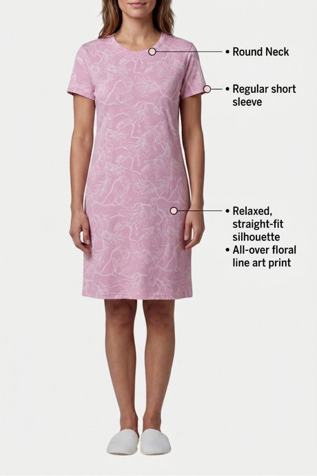 Sweet Dreams Floral Printed Short Nightdress - Dusty Red — image 4